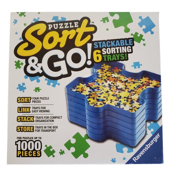 Puzzle Sort & Go! Stackable 6 Sorting Trays For Up To 1000 Pieces By Ravensburge - Picture 1 of 3